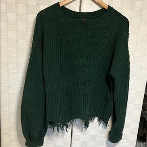 No Boundaries Forest Green Knit junior Sweater